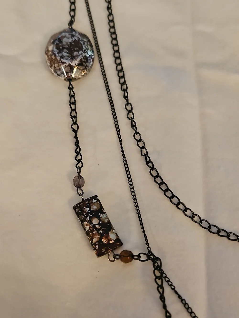 3/$30 Vintage Purple Beaded Layered Black Chain Sweater Necklace